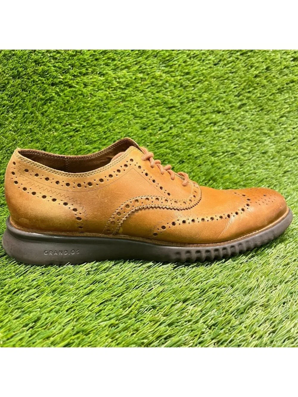 Cole Haan Zerogrand Mens Size 10 Brown Casual Leather Wingtip Oxford Dress Shoes